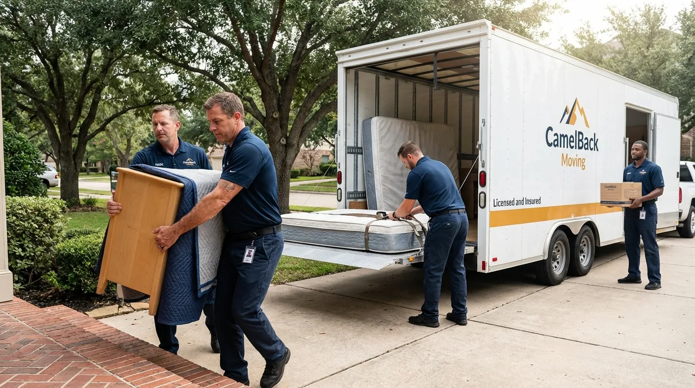 Crew loading residential truck for cross-state move from Westminster, CO