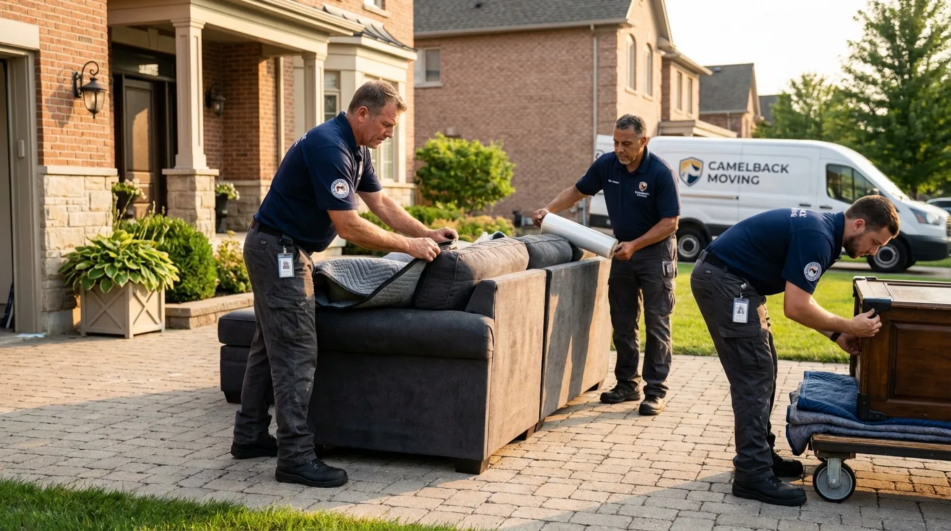 Large estate moving crew wrapping furniture in Westminster, CO