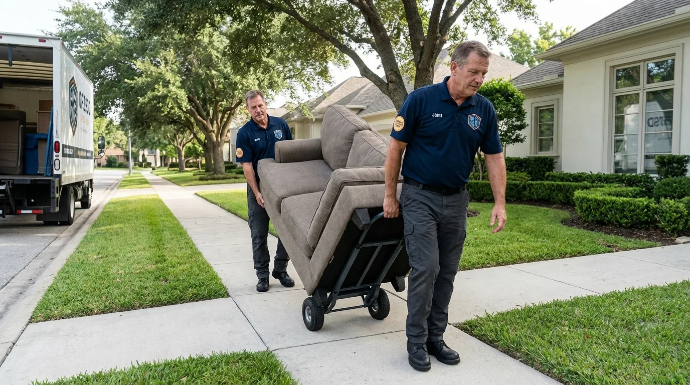 Local residential moving crew loading furniture in Westminster, CO